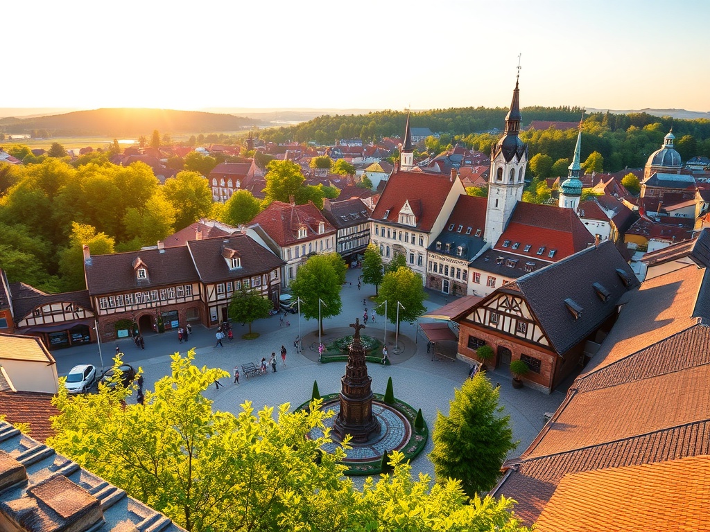 Malowniczy widok na Kudowę-Zdrój i otaczające ją góry wczesną wiosną podczas majówki.